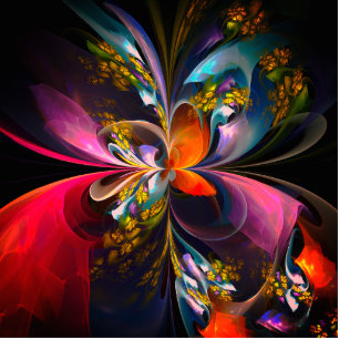 Modern Floral Abstract Art Red Blue Pattern #13 Cutout