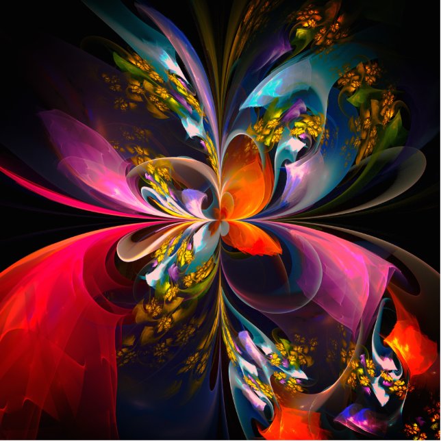 Modern Floral Abstract Art Red Blue Pattern #13 Cutout (Front)
