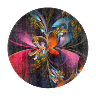 Modern Floral Abstract Art Red Blue Pattern #13 Cutting Board