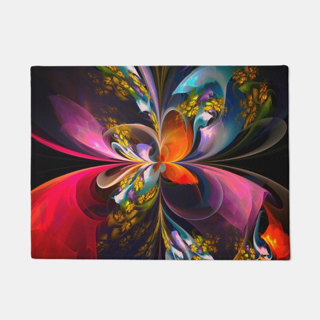 Modern Floral Abstract Art Red Blue Pattern #13 Doormat (Front)