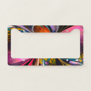 Modern Floral Abstract Art Red Blue Pattern #13 License Plate Frame