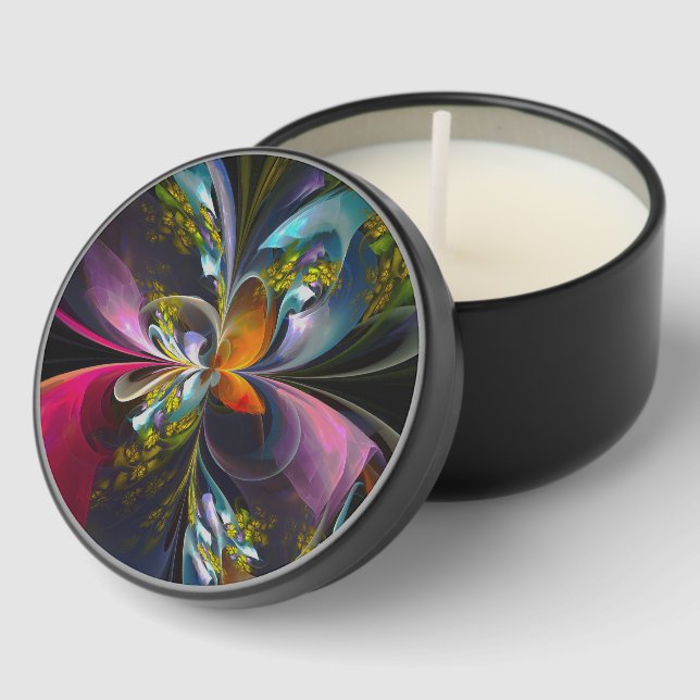 Modern Floral Abstract Art Red Blue Pattern #13 Mini Candle Favors (Corner)
