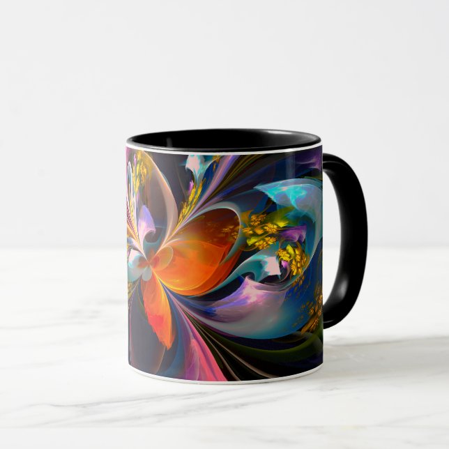Modern Floral Abstract Art Red Blue Pattern #13 Mug (Front Right)