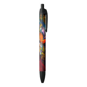 Modern Floral Abstract Art Red Blue Pattern #13 Pen