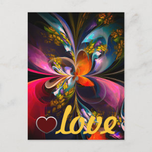Modern Floral Abstract Art Red Blue Pattern #13 Postcard