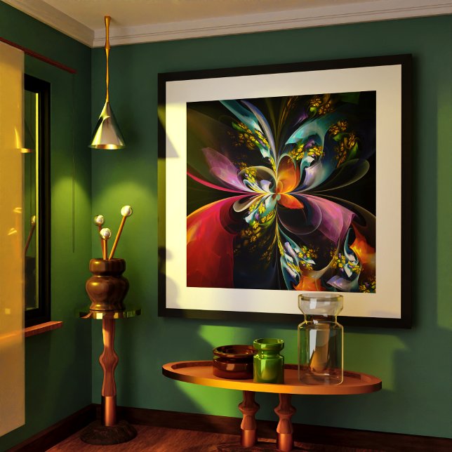 Modern Floral Abstract Art Red Blue Pattern #13 Poster (Modern Floral Abstract Art Red Blue Pattern #13 Poster)