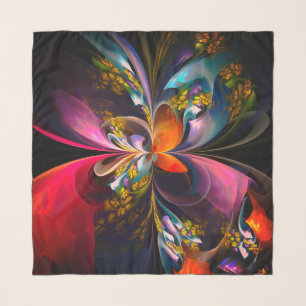 Modern Floral Abstract Art Red Blue Pattern #13 Scarf