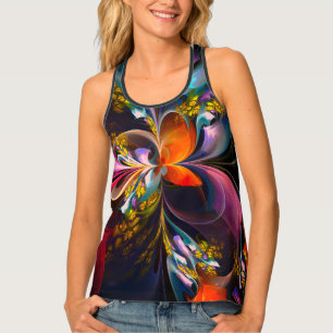 Modern Floral Abstract Art Red Blue Pattern #13 Tank Top