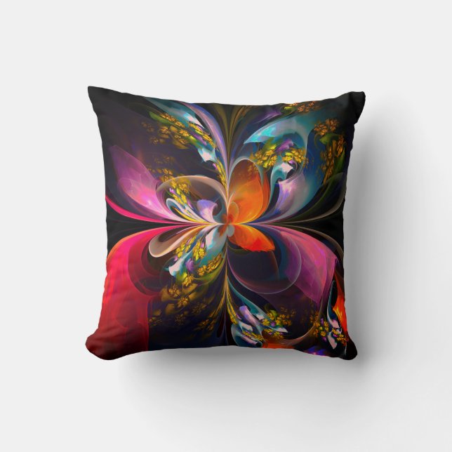 Modern Floral Abstract Art Red Blue Pattern #13 Throw Pillow (Front)