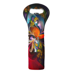 Modern Floral Abstract Art Red Blue Pattern #13 Wine Bag