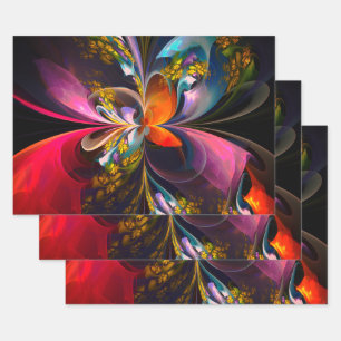 Modern Floral Abstract Art Red Blue Pattern #13 Wrapping Paper Sheets