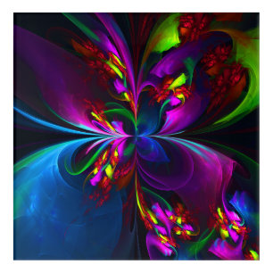 Modern Floral Abstract Art Red Blue Pattern #15