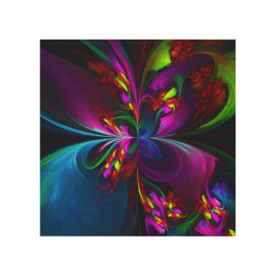 Modern Floral Abstract Art Red Blue Pattern #15