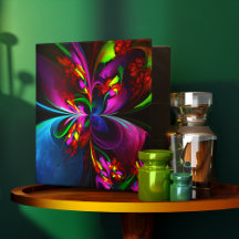 Modern Floral Abstract Art Red Blue Pattern #15