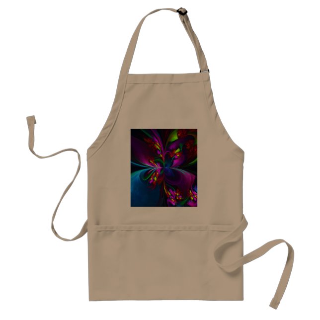 Modern Floral Abstract Art Red Blue Pattern #15 Adult Apron (Front)