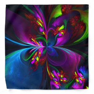 Modern Floral Abstract Art Red Blue Pattern #15 Bandana