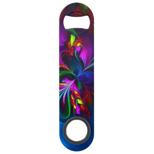 Modern Floral Abstract Art Red Blue Pattern #15 Bar Key
