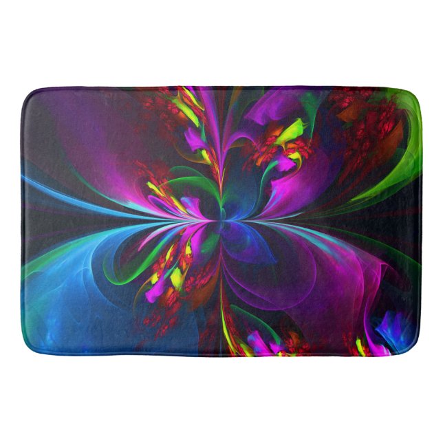 Modern Floral Abstract Art Red Blue Pattern #15 Bath Mat (Front)
