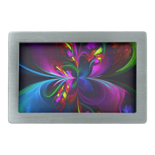 Modern Floral Abstract Art Red Blue Pattern #15 Belt Buckle (Front)