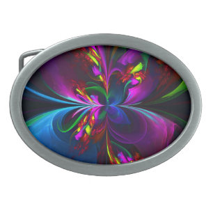 Modern Floral Abstract Art Red Blue Pattern #15 Belt Buckle