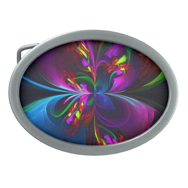 Modern Floral Abstract Art Red Blue Pattern #15 Belt Buckle (Front)