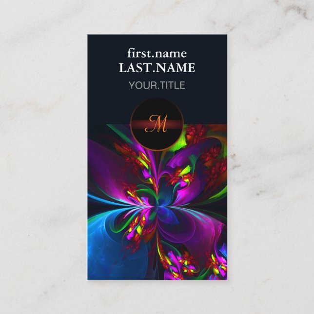 Modern Floral Abstract Art Red Blue Pattern #15 Business Card (Front)