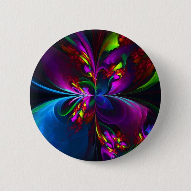 Modern Floral Abstract Art Red Blue Pattern #15 Button (Front)