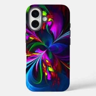 Modern Floral Abstract Art Red Blue Pattern #15 iPhone 16 Case