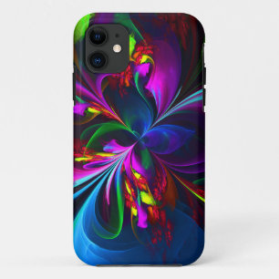 Modern Floral Abstract Art Red Blue Pattern #15 iPhone 11 Case