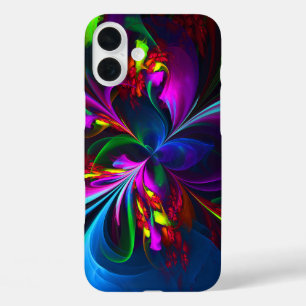 Modern Floral Abstract Art Red Blue Pattern #15 iPhone 16 Plus Case