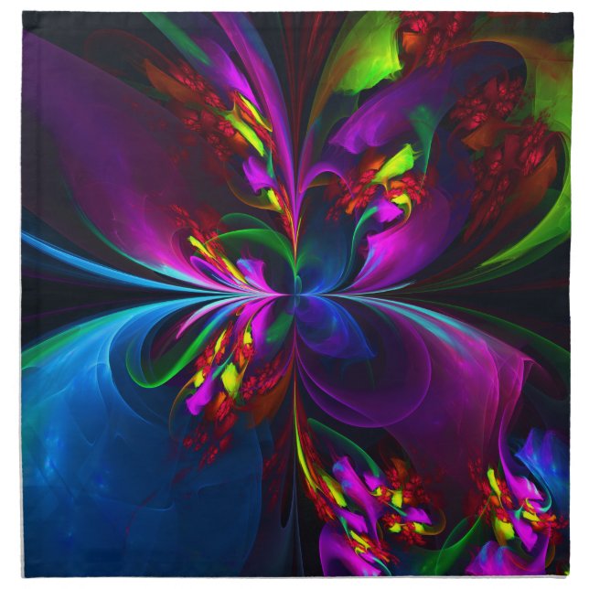 Modern Floral Abstract Art Red Blue Pattern #15 Cloth Napkin (Front)