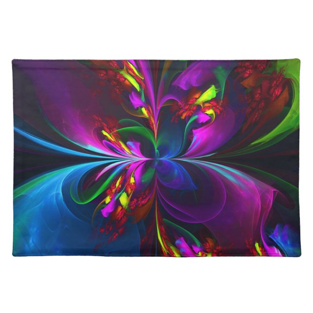 Modern Floral Abstract Art Red Blue Pattern #15 Cloth Placemat (Front)