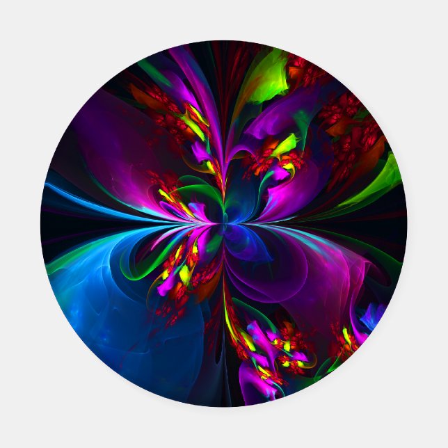 Modern Floral Abstract Art Red Blue Pattern #15 Coaster Set (Single)