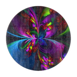 Modern Floral Abstract Art Red Blue Pattern #15 Cutting Board