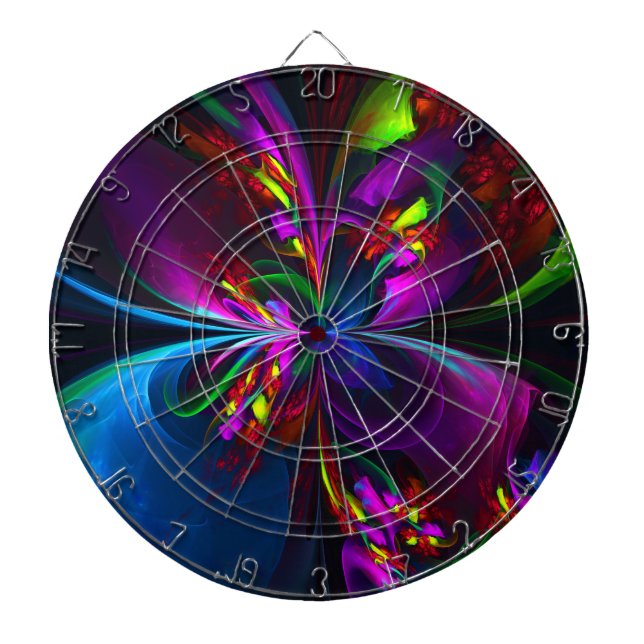 Modern Floral Abstract Art Red Blue Pattern #15 Dart Board (Front)