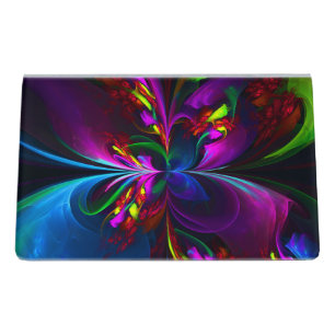 Modern Floral Abstract Art Red Blue Pattern #15 Desk Business Card Holder