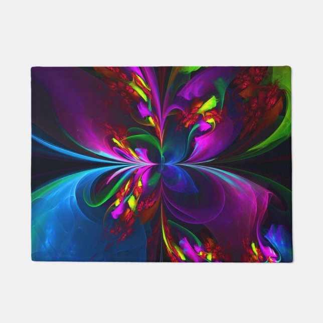 Modern Floral Abstract Art Red Blue Pattern #15 Doormat (Front)