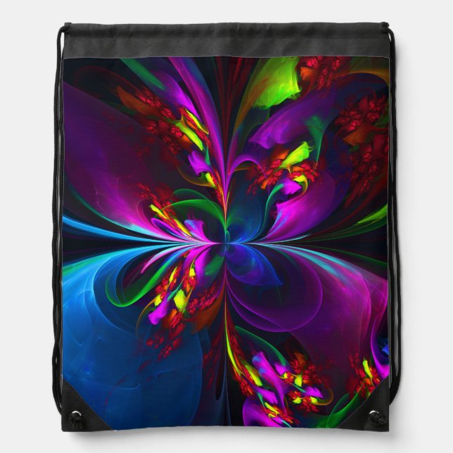 Modern Floral Abstract Art Red Blue Pattern #15 Drawstring Bag (Front)