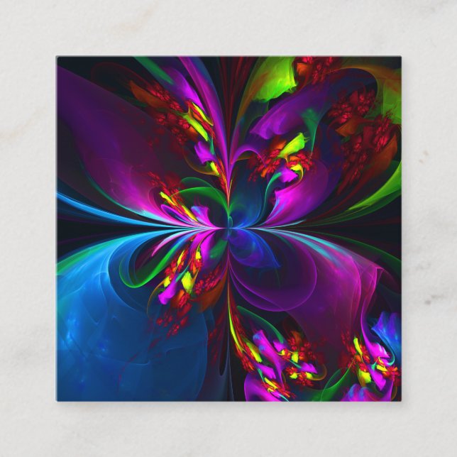 Modern Floral Abstract Art Red Blue Pattern #15 Enclosure Card (Front)