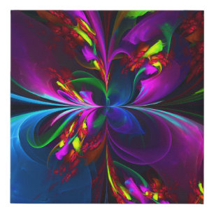 Modern Floral Abstract Art Red Blue Pattern #15 Faux Canvas Print