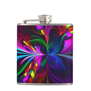 Modern Floral Abstract Art Red Blue Pattern #15 Flask