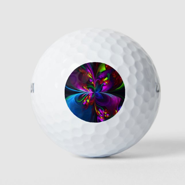 Modern Floral Abstract Art Red Blue Pattern #15 Golf Balls (Front)