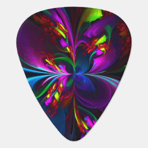 Modern Floral Abstract Art Red Blue Pattern #15 Guitar Pick