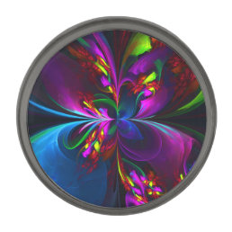 Modern Floral Abstract Art Red Blue Pattern #15 Gunmetal Finish Lapel Pin