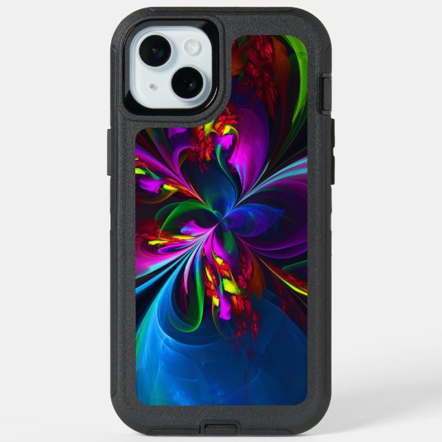 Modern Floral Abstract Art Red Blue Pattern #15 iPhone 15 Plus Case (Back)