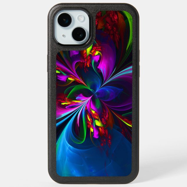 Modern Floral Abstract Art Red Blue Pattern #15 iPhone 15 Plus Case (Back)