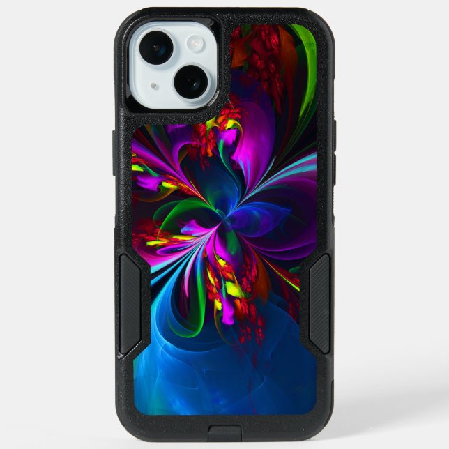 Modern Floral Abstract Art Red Blue Pattern #15 iPhone 15 Plus Case (Back)