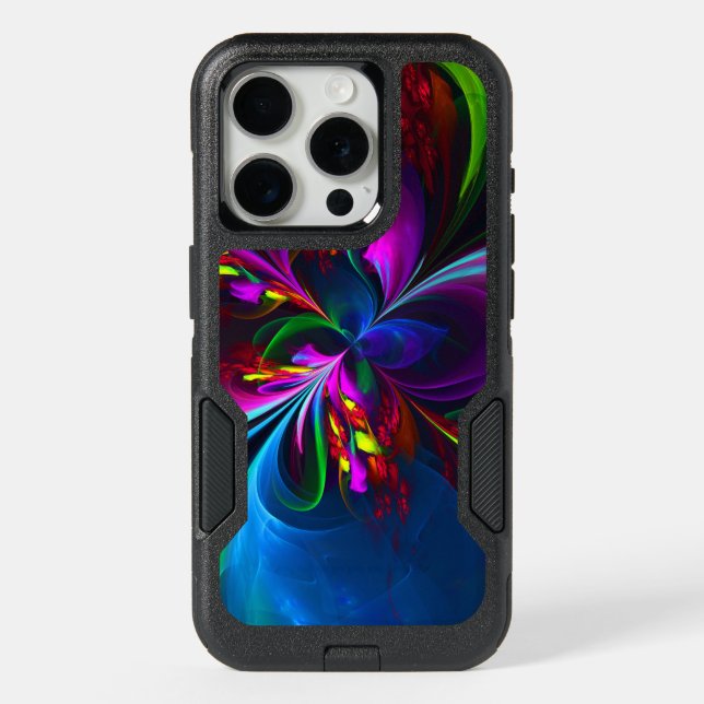 Modern Floral Abstract Art Red Blue Pattern #15 iPhone 15 Pro Case (Back)