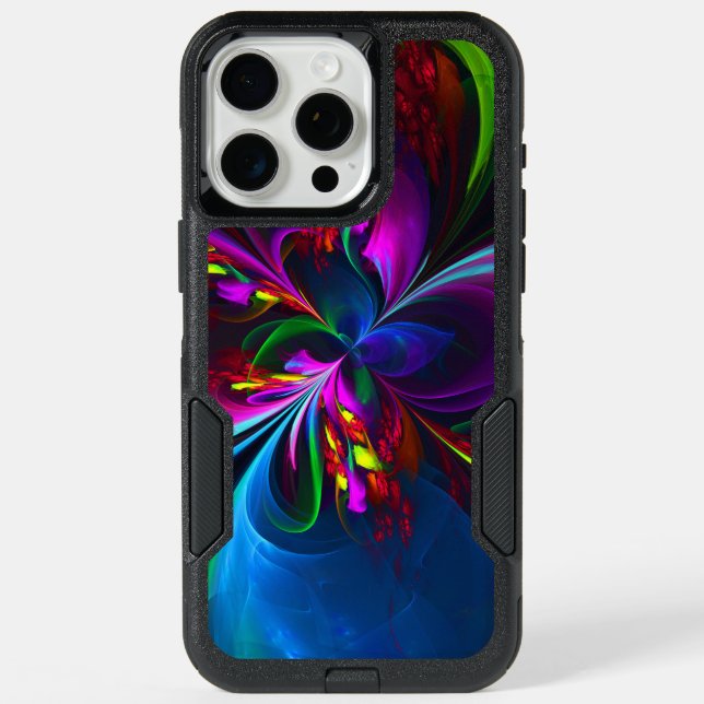 Modern Floral Abstract Art Red Blue Pattern #15 iPhone 15 Pro Max Case (Back)