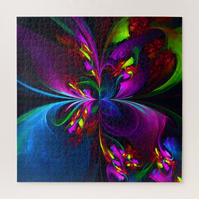 Modern Floral Abstract Art Red Blue Pattern #15 Jigsaw Puzzle (Vertical)